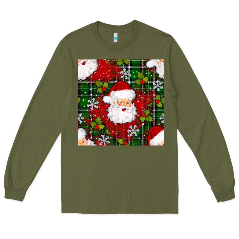 Christmas Santa Claus Seamless Pattern Long Sleeve Tee by BundleAndBundleShop | Teevron