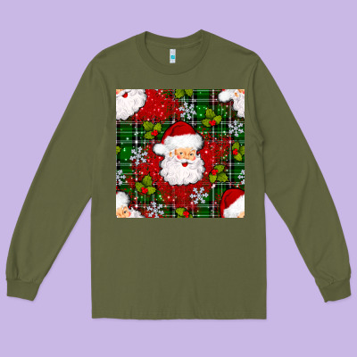 Christmas Santa Claus Seamless Pattern Long Sleeve Tee Designed By Bundleandbundleshop