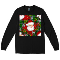 Black Christmas Santa Claus Seamless Pattern Long Sleeve Tee - BundleAndBundleShop