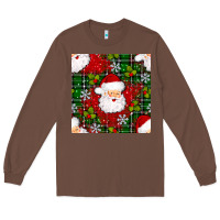 Chestnut Christmas Santa Claus Seamless Pattern Long Sleeve Tee - BundleAndBundleShop