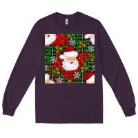 Plum Christmas Santa Claus Seamless Pattern Long Sleeve Tee - BundleAndBundleShop