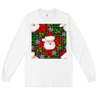 White Christmas Santa Claus Seamless Pattern Long Sleeve Tee - BundleAndBundleShop
