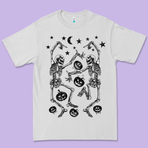 Halloween Dancing Skeletons Premium Tee Designed By Barkaloodesign