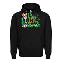 Black st.patricks one lucky nurse Zipper Hoodie - BarkalooDesign