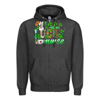 Charcoal Heather st.patricks one lucky nurse Zipper Hoodie - BarkalooDesign