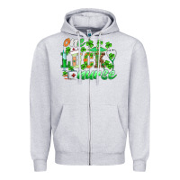 Heather Grey st.patricks one lucky nurse Zipper Hoodie - BarkalooDesign