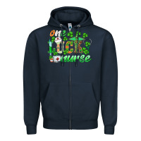 Navy st.patricks one lucky nurse Zipper Hoodie - BarkalooDesign
