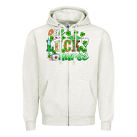 Oatmeal Heather st.patricks one lucky nurse Zipper Hoodie - BarkalooDesign