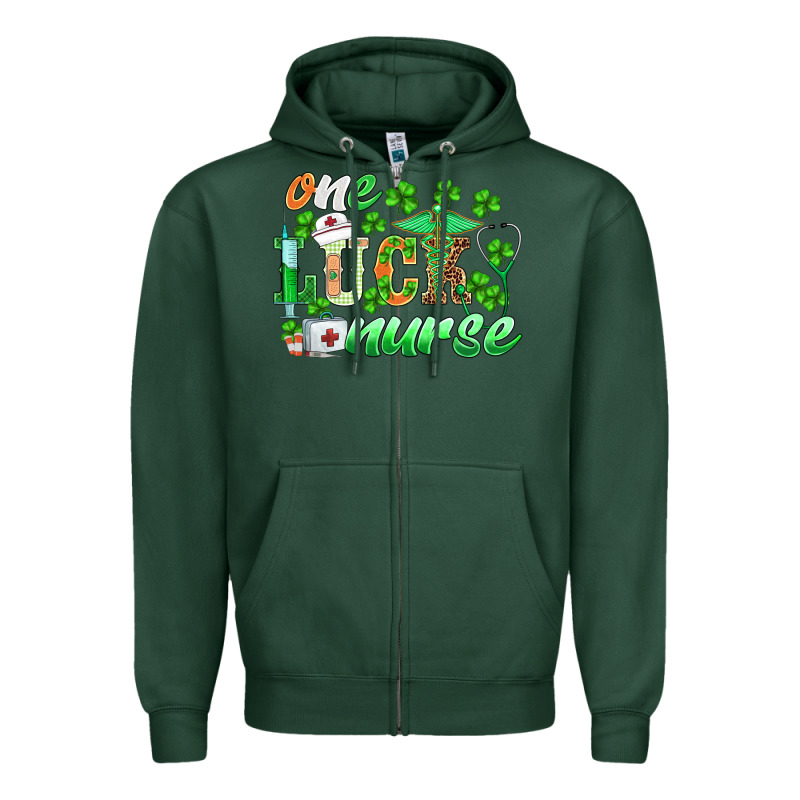 St.patricks One Lucky Nurse Zipper Hoodie by BarkalooDesign | Teevron