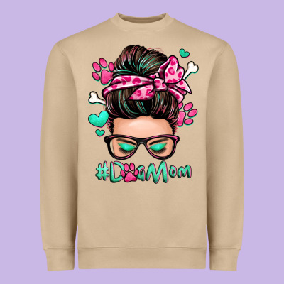 Dog Mom Messy Bun Heavyweight Sweatshirt Designed By Zillion Design Studio