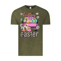 Vintage Olive Bunny Happy Easter truck Easter Day Vintage Tee - Neo Western