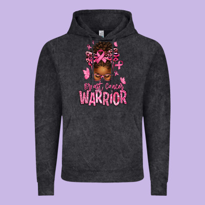Brest Cancer Warrior Afro Messy Bun Vintage Hoodie Designed By Texasbilliewilder