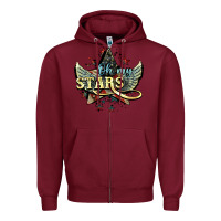 Burgundy oh my stars america wings Zipper Hoodie - NancyCooperArtShop