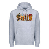 Heather Grey leopard and cowhide drink Premium Hoodie - RacoonDesign