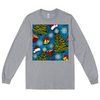 Heather Grey christmas trees and bells seamless pattern Long Sleeve Tee - BundleAndBundleShop