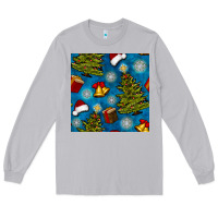 Moon Dust christmas trees and bells seamless pattern Long Sleeve Tee - BundleAndBundleShop