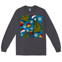 Smoke christmas trees and bells seamless pattern Long Sleeve Tee - BundleAndBundleShop