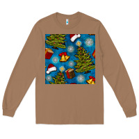 Toasted Coconut christmas trees and bells seamless pattern Long Sleeve Tee - BundleAndBundleShop