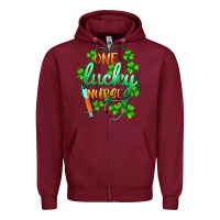 Burgundy st.patricks one lucky nurse Zipper Hoodie - BarkalooDesign