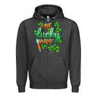 Charcoal Heather st.patricks one lucky nurse Zipper Hoodie - BarkalooDesign