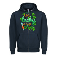 Navy st.patricks one lucky nurse Zipper Hoodie - BarkalooDesign