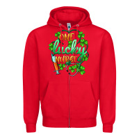 Red st.patricks one lucky nurse Zipper Hoodie - BarkalooDesign