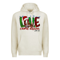 Oatmeal Heather love came dow christmas Premium Hoodie - RacoonDesign