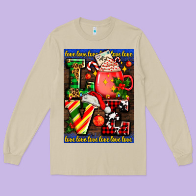 Love Coffee Cup Christmas Long Sleeve Tee Designed By Adodesignshop