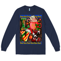 Navy love coffee cup Christmas Long Sleeve Tee - AdoDesignShop