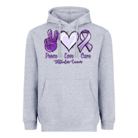 Heather Grey Peace love cure Testicular Cancer Heavyweight Hoodie - NancyCooperArtShop