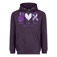 Plum Peace love cure Testicular Cancer Heavyweight Hoodie - NancyCooperArtShop