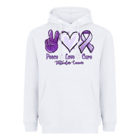 White Peace love cure Testicular Cancer Heavyweight Hoodie - NancyCooperArtShop