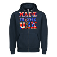 Navy made in the usa Zipper Hoodie - NancyCooperArtShop