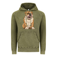 Vintage Olive english bulldog Vintage Hoodie - RanaPortraitStore