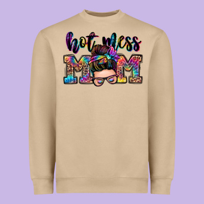 Hot Mess Mom Messy Bun Heavyweight Sweatshirt Designed By Zillion Design Studio