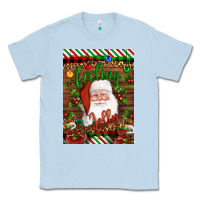 Dusty Blue Christmas Feeling Jolly Santa Classic Tee - Artiststas