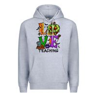 Heather Grey love taching halloween Premium Hoodie - RacoonDesign