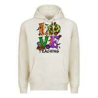 Oatmeal Heather love taching halloween Premium Hoodie - RacoonDesign