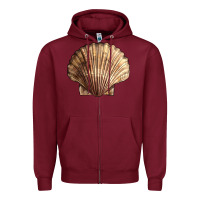 Burgundy Japanese Scallop Shell Zipper Hoodie - LillyAllenDesigns