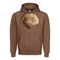 Chestnut Japanese Scallop Shell Zipper Hoodie - LillyAllenDesigns