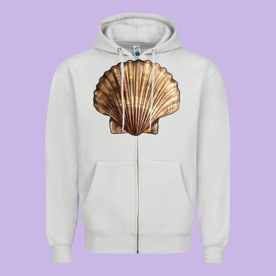 Japanese Scallop Shell Zipper Hoodie Designed By Lillyallendesigns