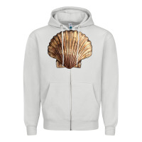 Dove Grey Japanese Scallop Shell Zipper Hoodie - LillyAllenDesigns
