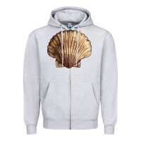 Heather Grey Japanese Scallop Shell Zipper Hoodie - LillyAllenDesigns