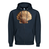 Navy Japanese Scallop Shell Zipper Hoodie - LillyAllenDesigns