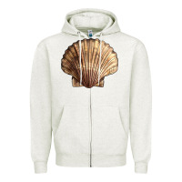 Oatmeal Heather Japanese Scallop Shell Zipper Hoodie - LillyAllenDesigns