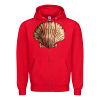 Red Japanese Scallop Shell Zipper Hoodie - LillyAllenDesigns