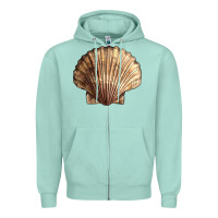 Seafoam Japanese Scallop Shell Zipper Hoodie - LillyAllenDesigns