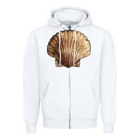 White Japanese Scallop Shell Zipper Hoodie - LillyAllenDesigns