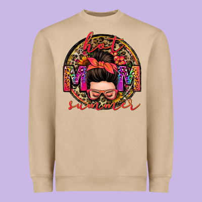 Hot Mom Summer Messy Bun Heavyweight Sweatshirt Designed By Zillion Design Studio