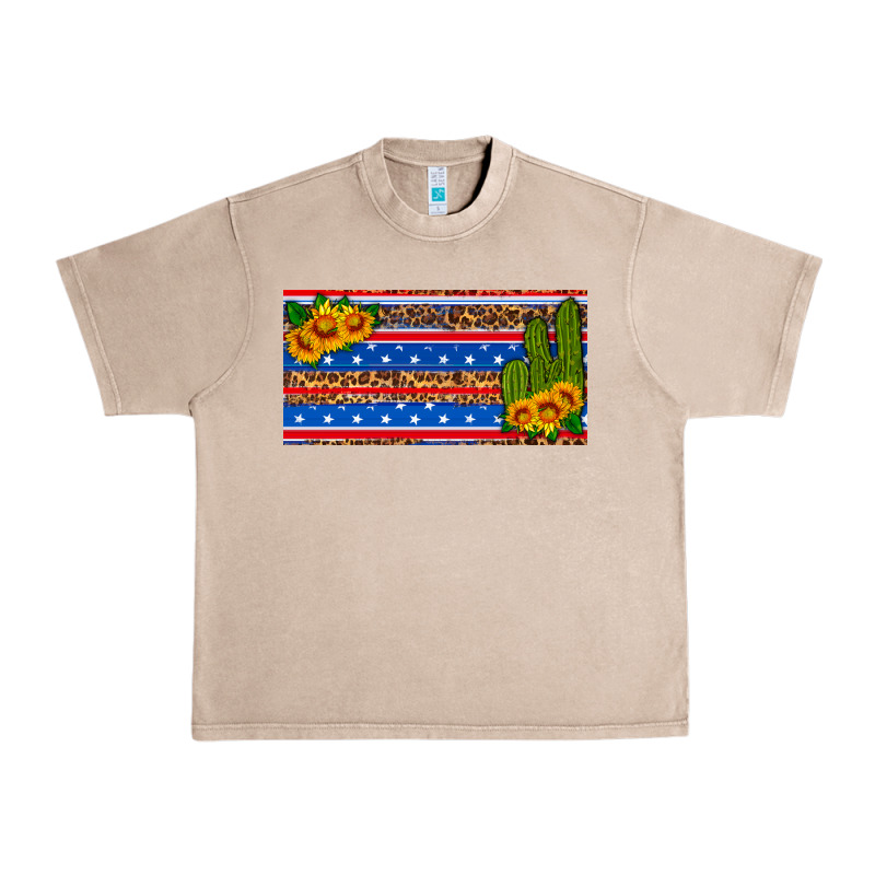 Usa Sunflower And Cactus License Plate Urban Heavy Tee by HRA Design Shop | Teevron